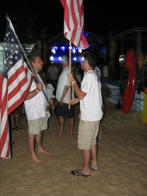 antandyflagsimg_6670 Anthony Bell and Andy Gates flying our colors at the opening ceremony.