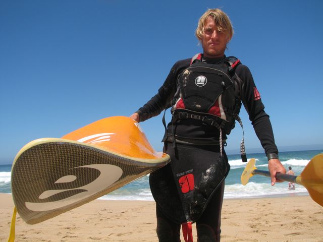 nathanimg_6896 Nathan Eades with his 7'7" HP boat made by Airtime, the new surf kayak division of Downtime, a UK based composite manufacturer.