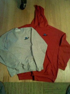 rt_sweats Rapid Transit Snail Sweatshirts (click for larger image) - Assorted colors and come hooded, zip-hooded, and hoodless. You may only choose size.